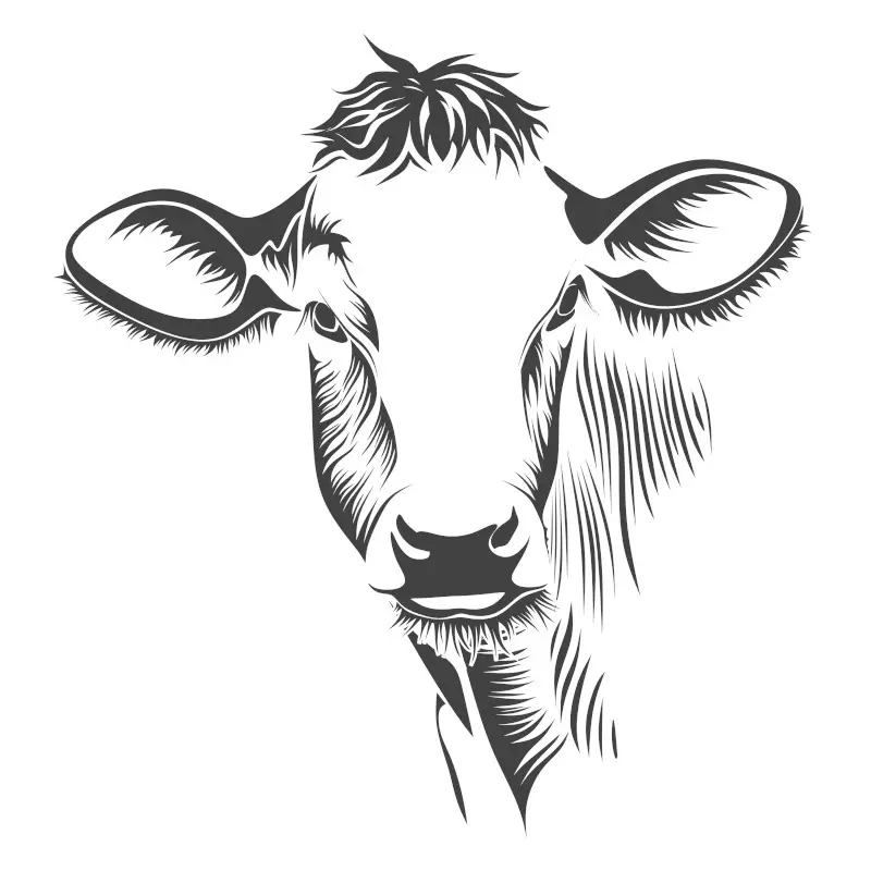 Cow png sticker, animal line art